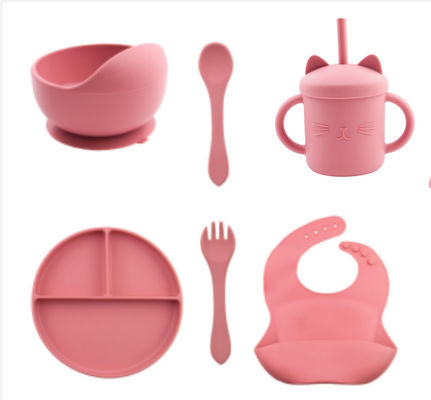 カスタム パントーン カラー シリコンディナーセット 5 PC シリコン吸い切断セット 食品グレード素材 OEM ODM