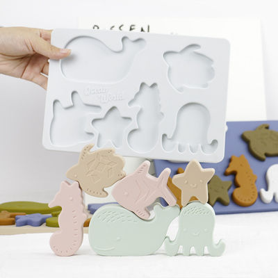 品質  Sea Ocean Animals Silicone Puzzle , Educational Montessori Baby Puzzle 工場