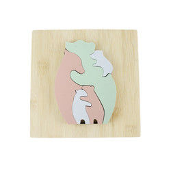 くまの形の子供のMontessoriの学習のための木のおもちゃのジグソーパズル