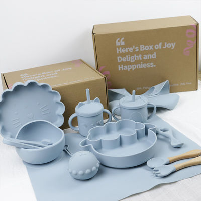 モダンスタイル シリコン 食器セット, BPAフリー ベビー シリコン プレート ボウル カップ ビブ スプーン フォーク 給食セット