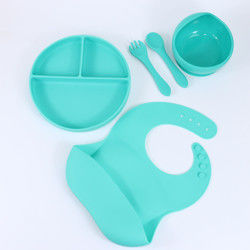 カスタム パントーン カラー シリコンディナーセット 5 PC シリコン吸い切断セット 食品グレード素材 OEM ODM