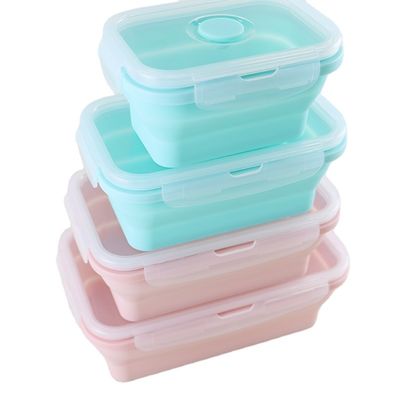 食品等級のシリコーンのふたとの折りたたみお弁当箱の折り畳み式の支持できる