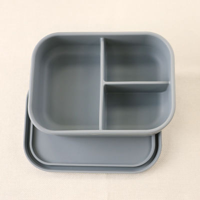 3つのコンパートメント シリコーンの昼食の容器、再使用可能なシリコーンのBentoのお弁当箱の漏出証拠
