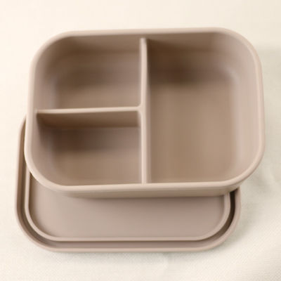 3つのコンパートメント シリコーンの昼食の容器、再使用可能なシリコーンのBentoのお弁当箱の漏出証拠