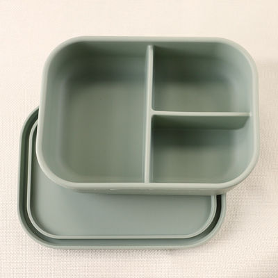 3つのコンパートメント シリコーンの昼食の容器、再使用可能なシリコーンのBentoのお弁当箱の漏出証拠