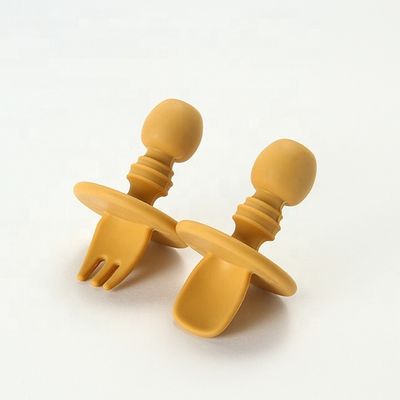 小型食品等級のシリコーンのフォークおよびスプーンBPAは赤ん坊の幼児のための非有毒放す