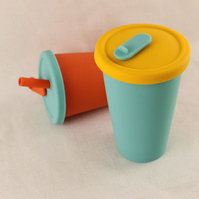 旅行キャンプのわらのふたが付いている折りたたみシリコーンのコーヒー カップ350ml