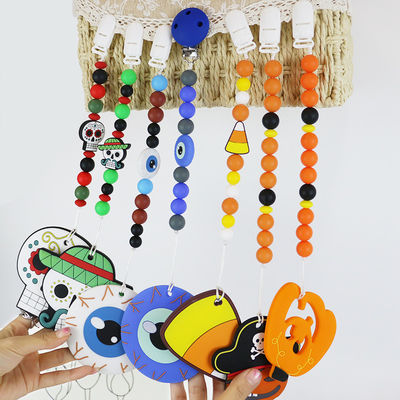 赤ん坊DIYの歯が生えるkeychainsのための熱い販売のハロウィンのシリコーンの焦点ビード