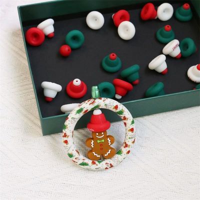 シリコン O リング 数珠 安全で無毒 シリコン 3D クリスマス帽子 数珠 子供のための子供 DIY 数珠ペン