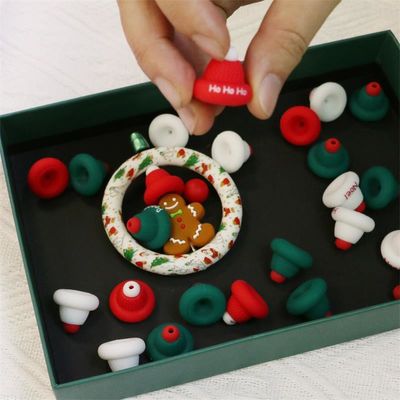 シリコン O リング 数珠 安全で無毒 シリコン 3D クリスマス帽子 数珠 子供のための子供 DIY 数珠ペン