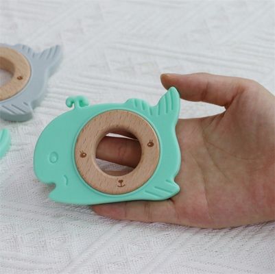 多機能シリコンベビー歯具 付着歯具 木製リング 動物のパターン