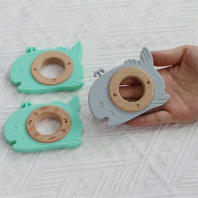 多機能シリコンベビー歯具 付着歯具 木製リング 動物のパターン