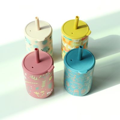 容量 200ml 飲み杯 シリコン キッズ カップ スタイル 印刷 動物 可愛い シリコン 赤ちゃん 訓練 カップ ストロー