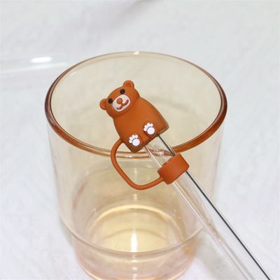 オーダーメイド シリコン 10mm ストローカバー 3D カートン 動物デザイン シリコン ストロー トッパー 帽子 カップ