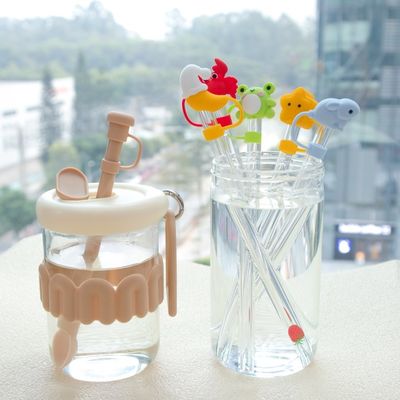 オーダーメイド シリコン 10mm ストローカバー 3D カートン 動物デザイン シリコン ストロー トッパー 帽子 カップ