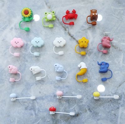 オーダーメイド シリコン 10mm ストローカバー 3D カートン 動物デザイン シリコン ストロー トッパー 帽子 カップ