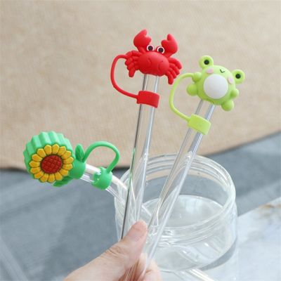 オーダーメイド シリコン 10mm ストローカバー 3D カートン 動物デザイン シリコン ストロー トッパー 帽子 カップ