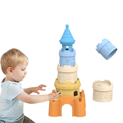 BSCI工場 オーダーメイド シリコンスタッキングおもちゃ ベビー教育 子供 建物タワースタッカー シリコンおもちゃ
