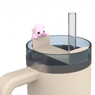 可愛い動物 シリコンストローカバー&ボトルアクセサリー 4個セット